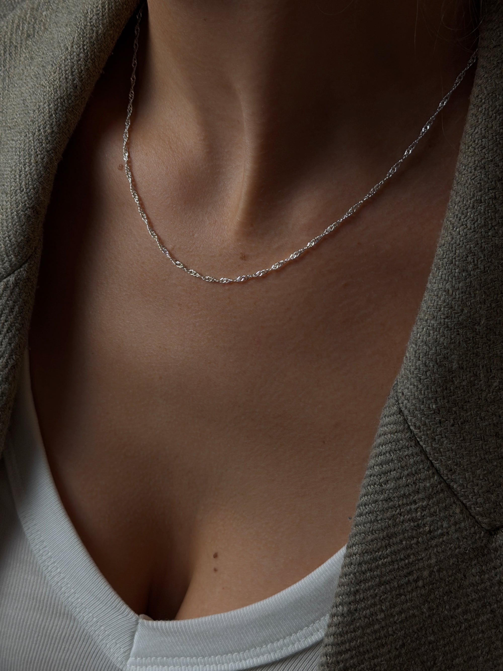 twisted rope chain necklace 925 silver plated steel