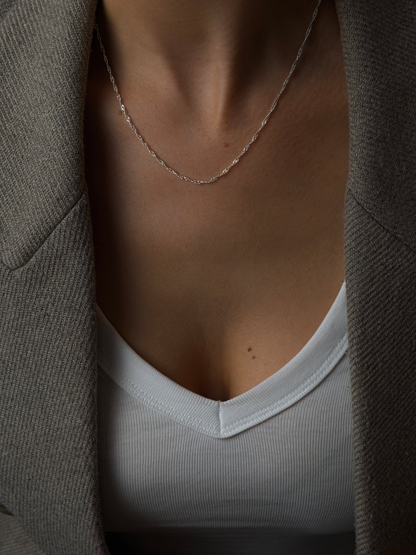 twisted rope chain necklace 925 silver plated steel