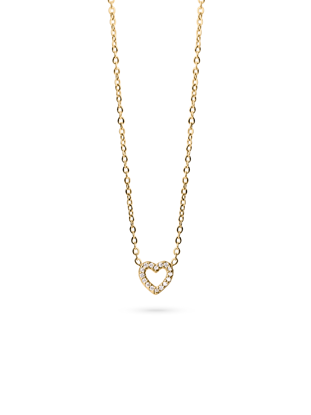 Zirconia Heart Necklace in Waterproof 18K Gold PVD Plating