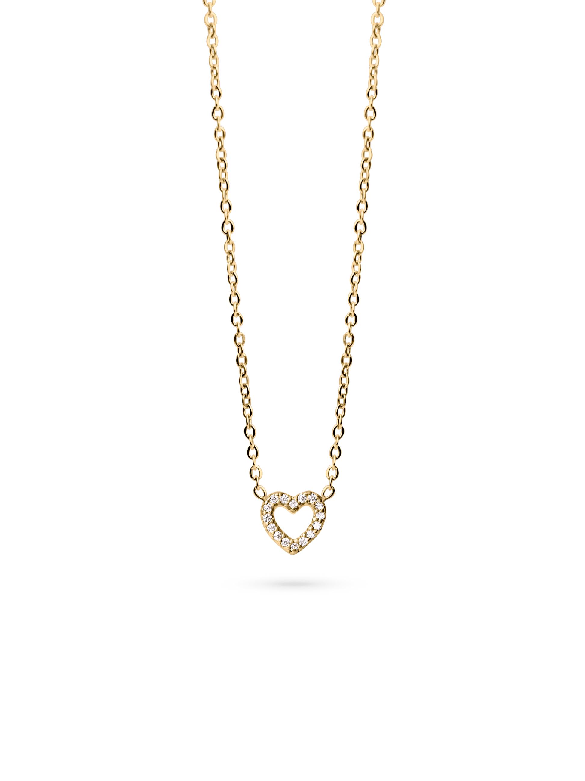 Zirconia Heart Necklace in Waterproof 18K Gold PVD Plating