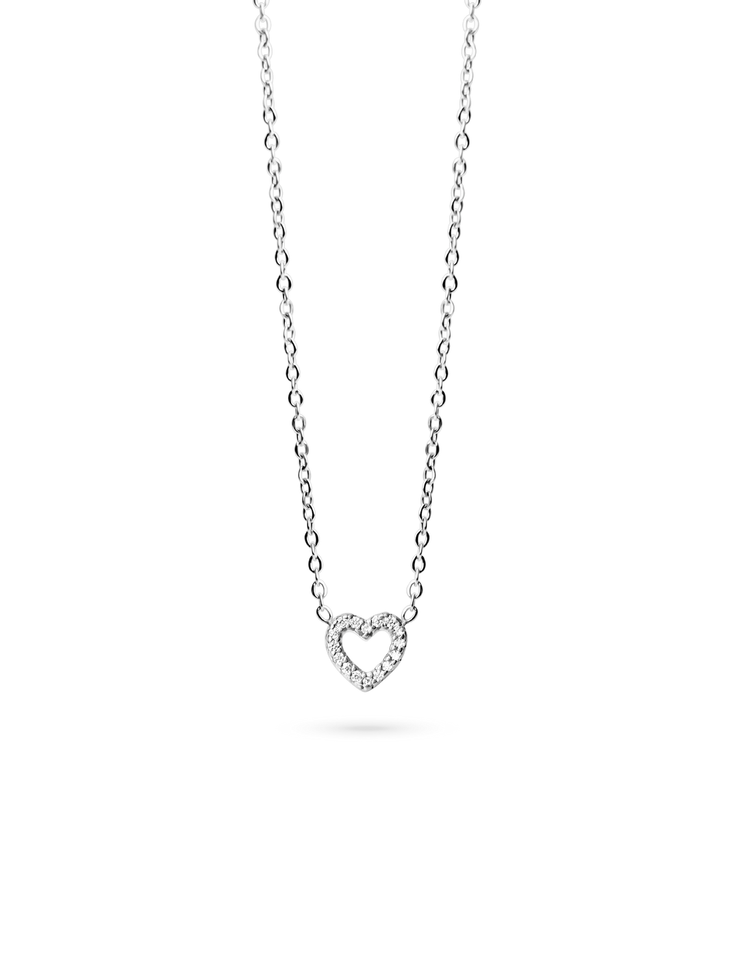 Zirconia Heart Necklace Silver in 925 silver plated steel