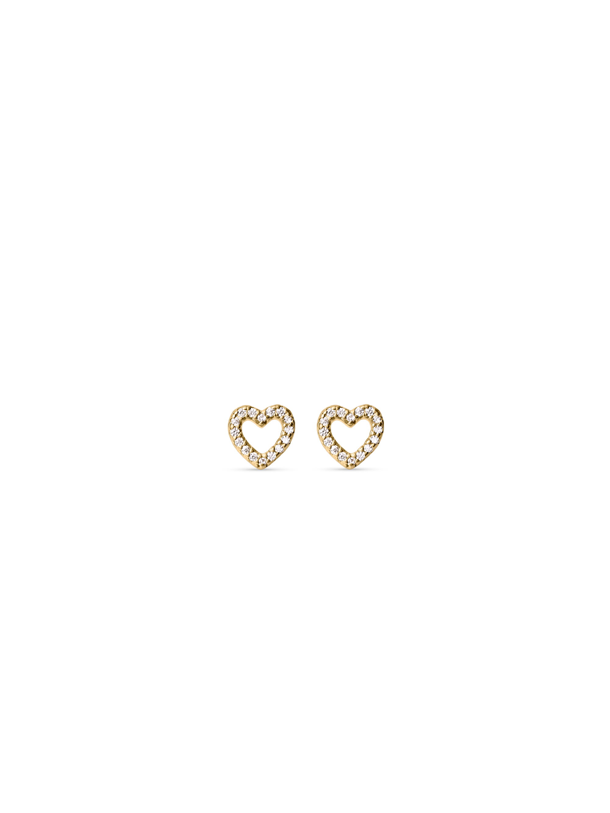 Zirconia Heart Studs n Waterproof 18K Gold PVD Plating