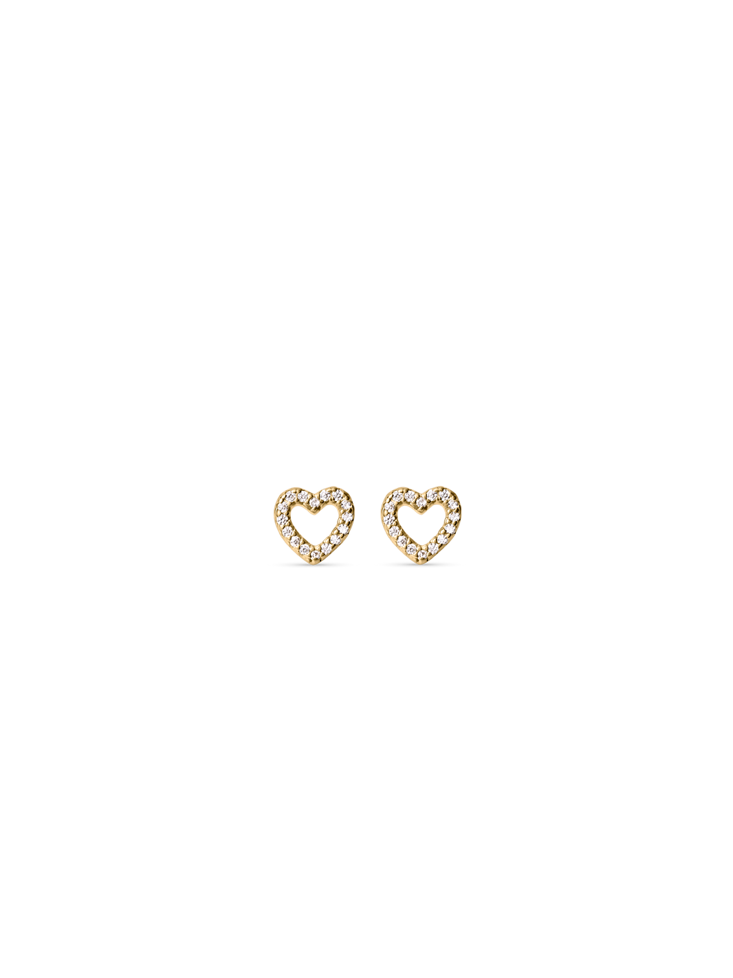 Zirconia Heart Studs n Waterproof 18K Gold PVD Plating