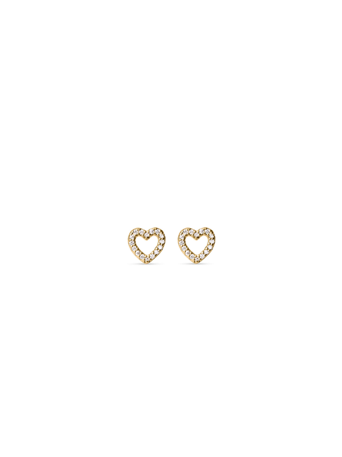 Zirconia Heart Studs n Waterproof 18K Gold PVD Plating