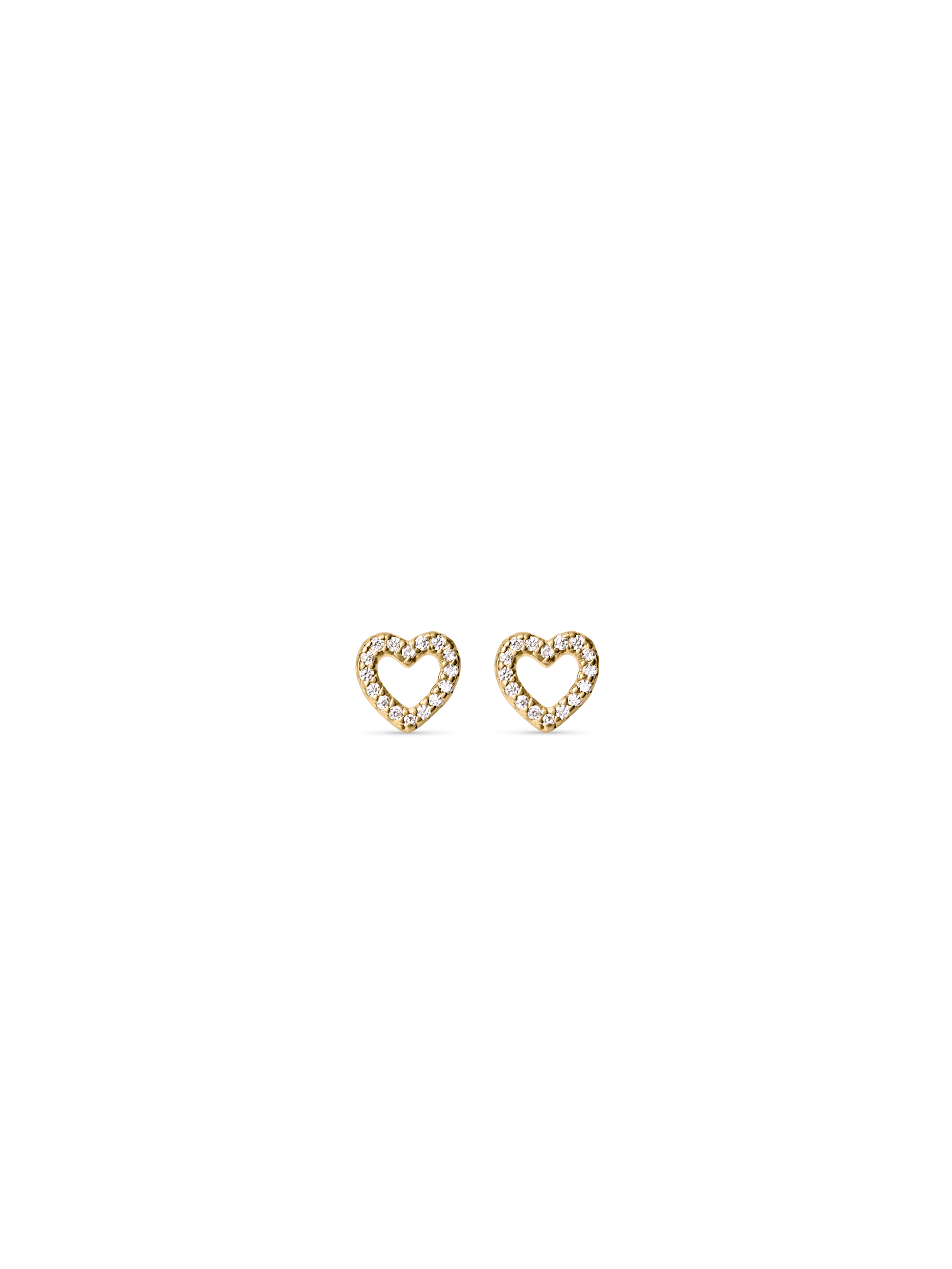 Zirconia Heart Studs n Waterproof 18K Gold PVD Plating