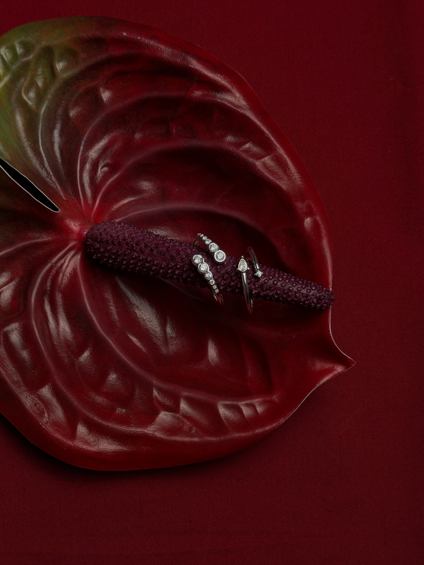 Adjustable Mini Drop Ring Silver