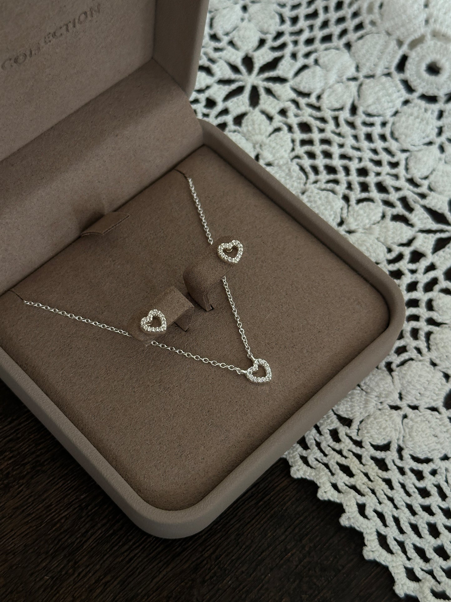 Zirconia Heart Gift Set Silver