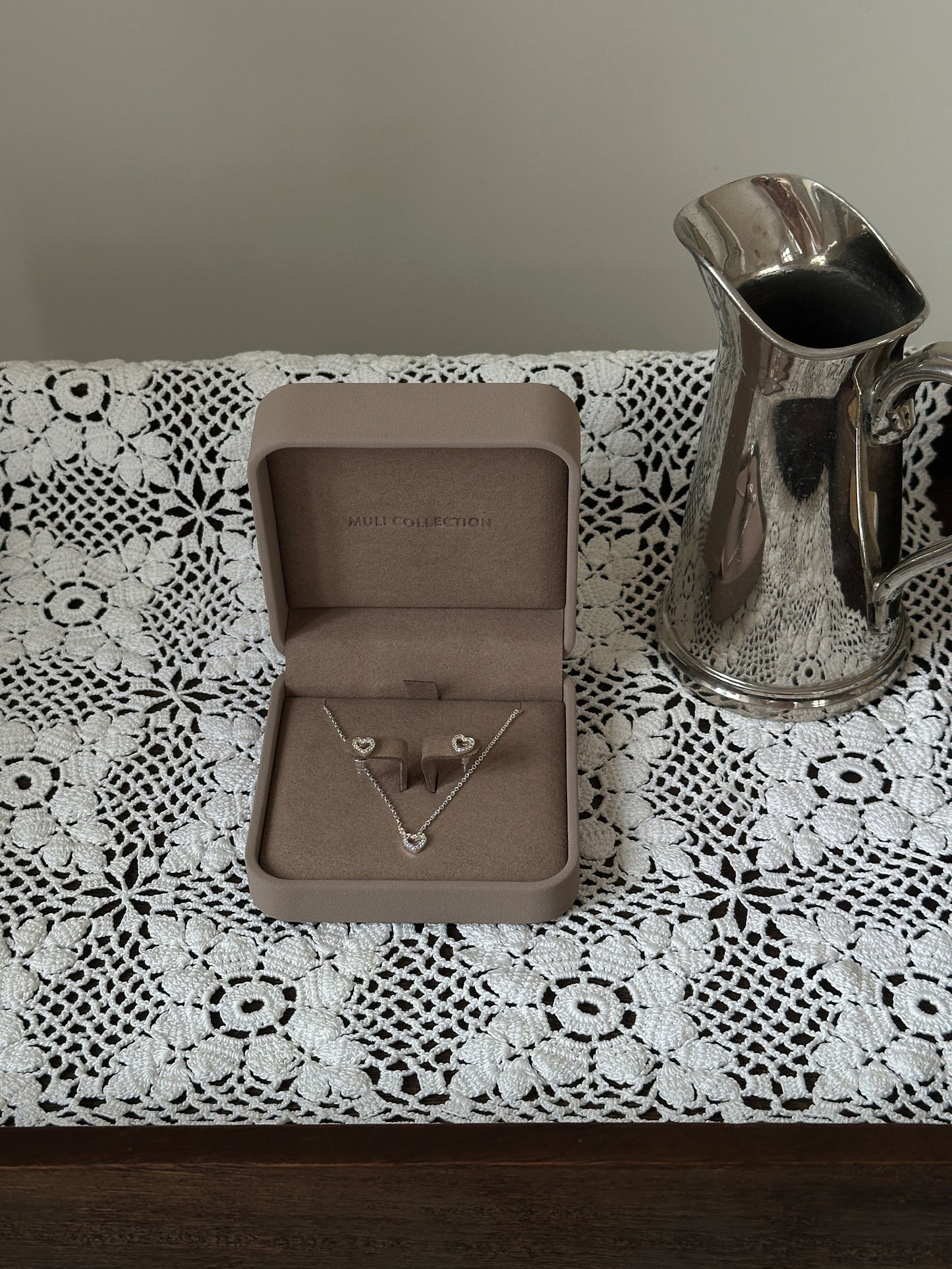 Zirconia Heart Gift Set Silver