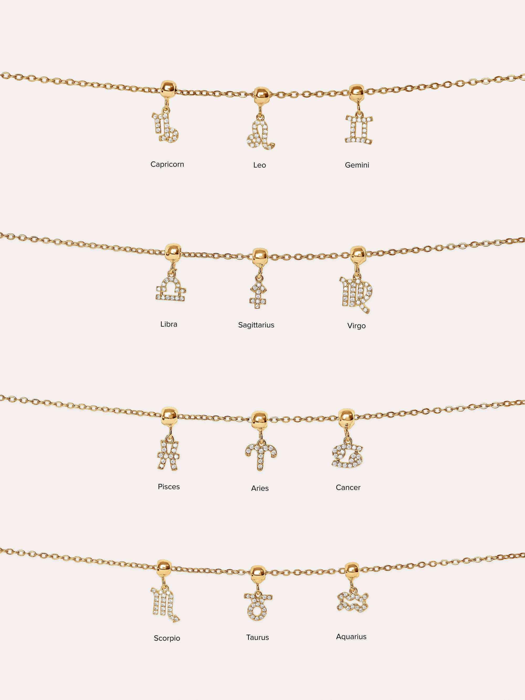 Zodiacs pendant 18k gold plated brass