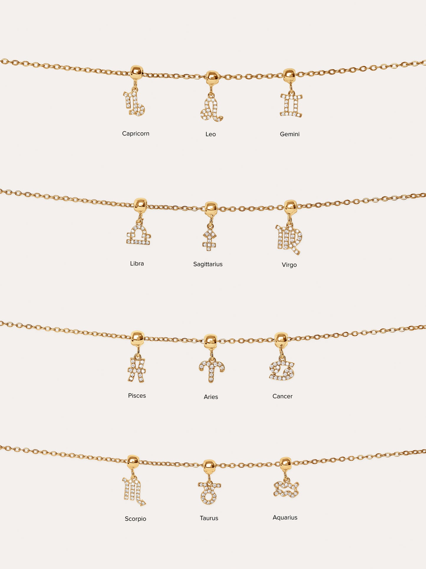 Zodiacs pendant 18k gold plated brass