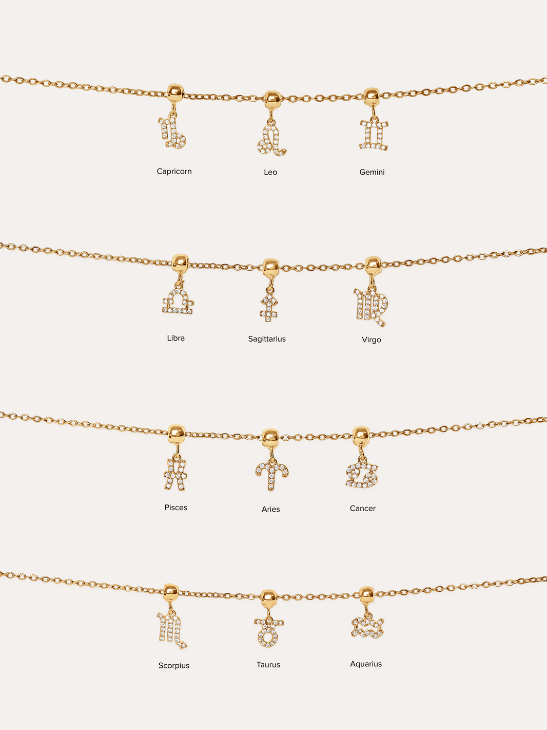 Zodiacs pendant 18k gold plated brass