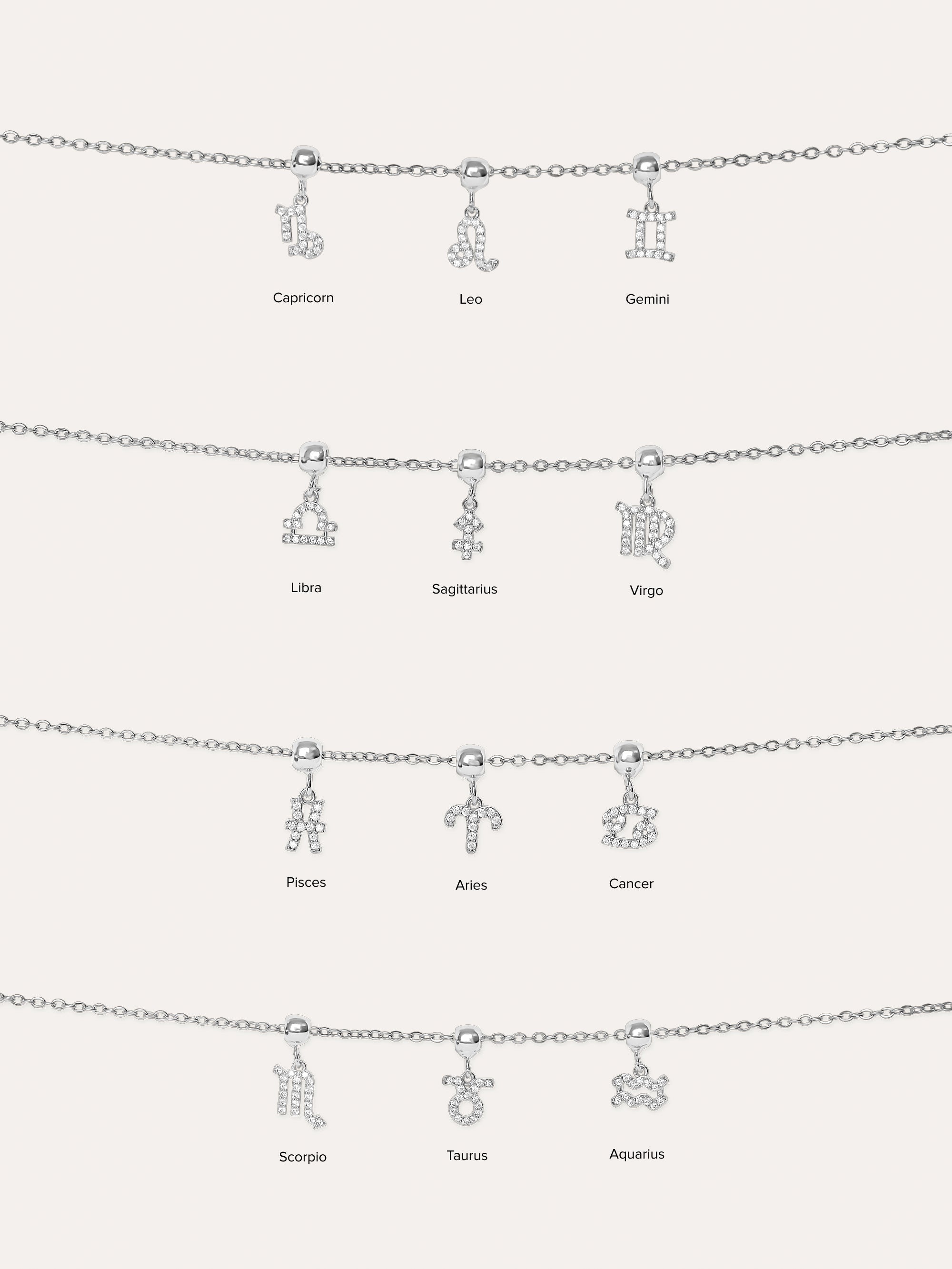 Zodiacs charms 925 silver plated brass