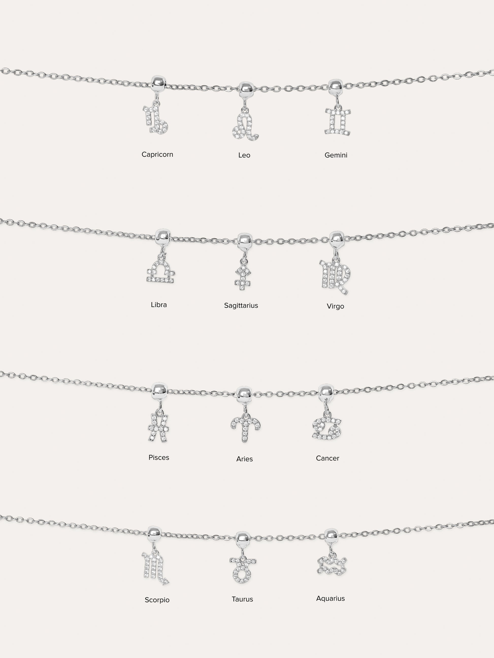 Zodiacs charms 925 silver plated brass