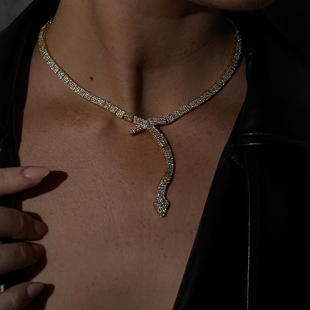 Iconic pave snake necklace