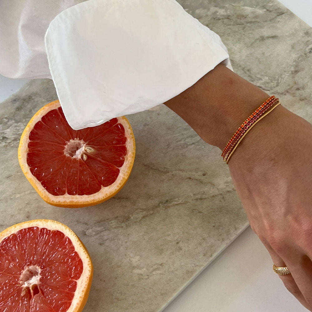 apricot fuchsia thin tennis bracelet