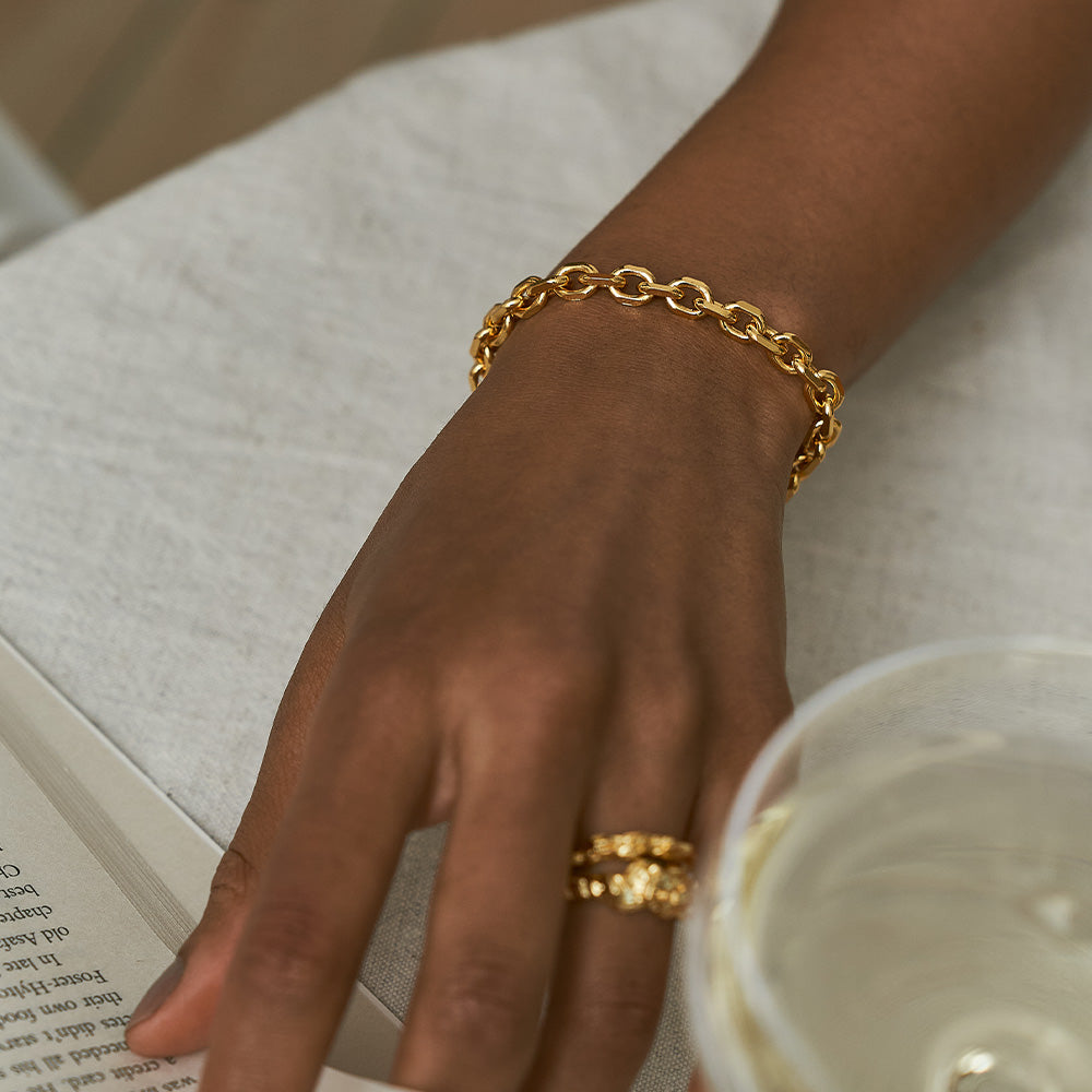 anchor chain bracelet 18k gold plated brass 