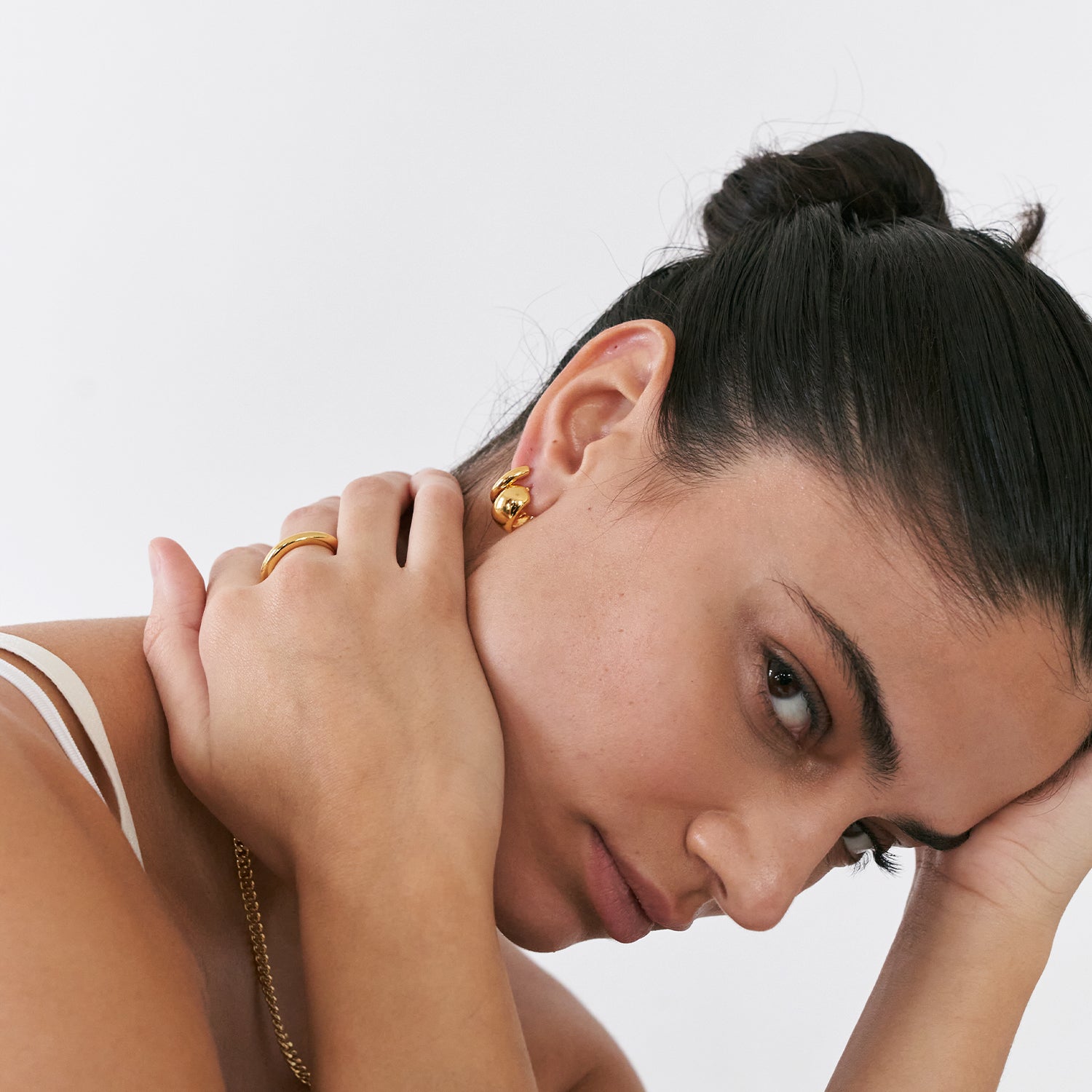 chunky hoops made in 18k gold plated brass