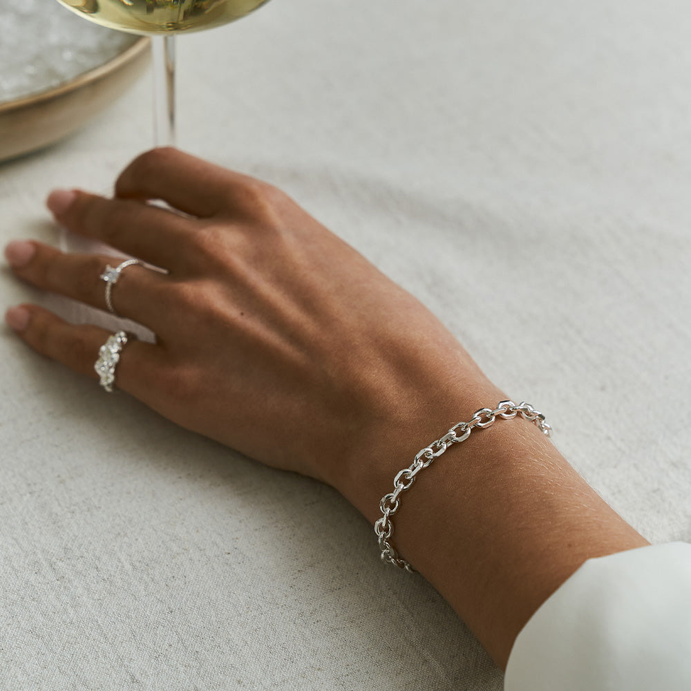 anchor chain bracelet silver