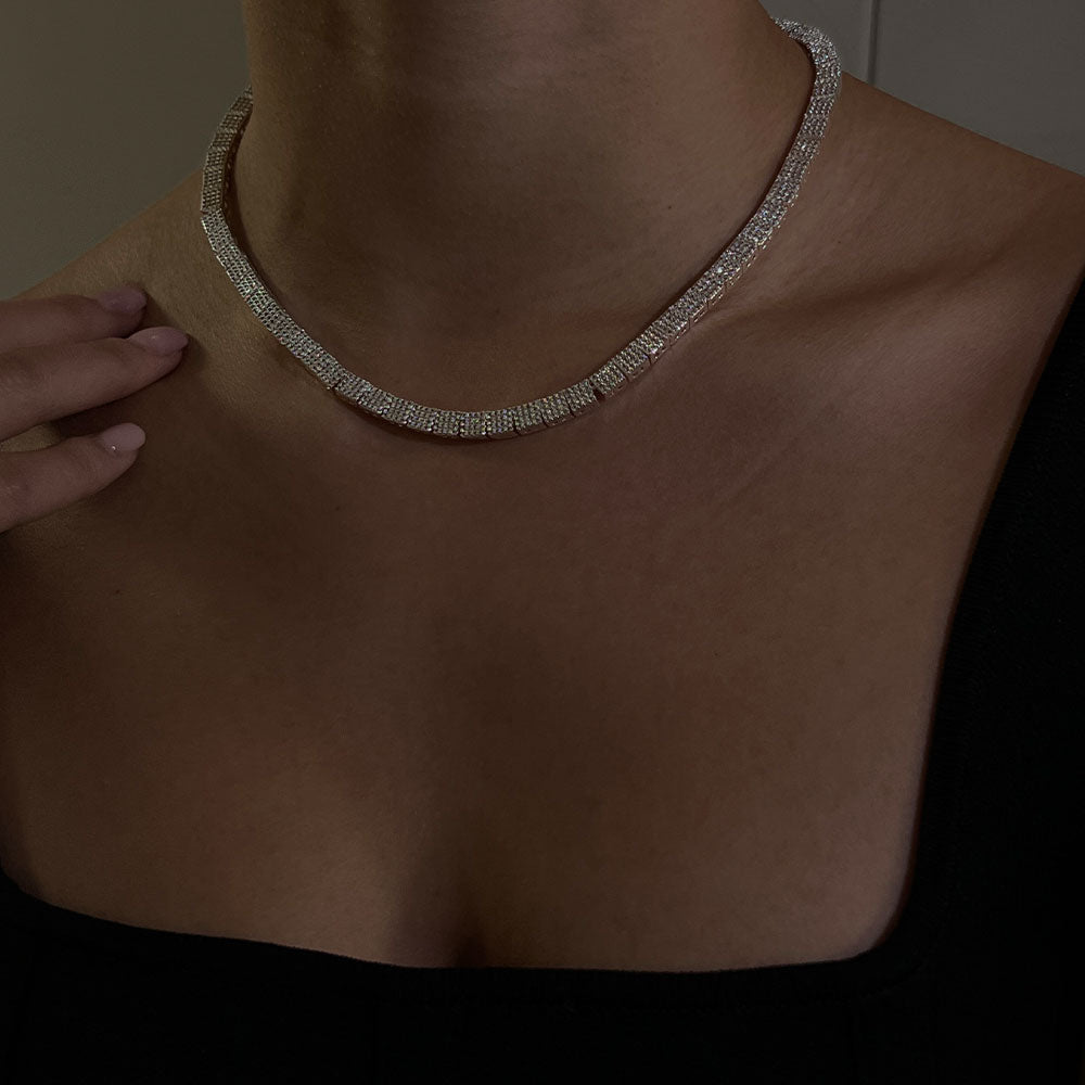 iconic silver pave necklace