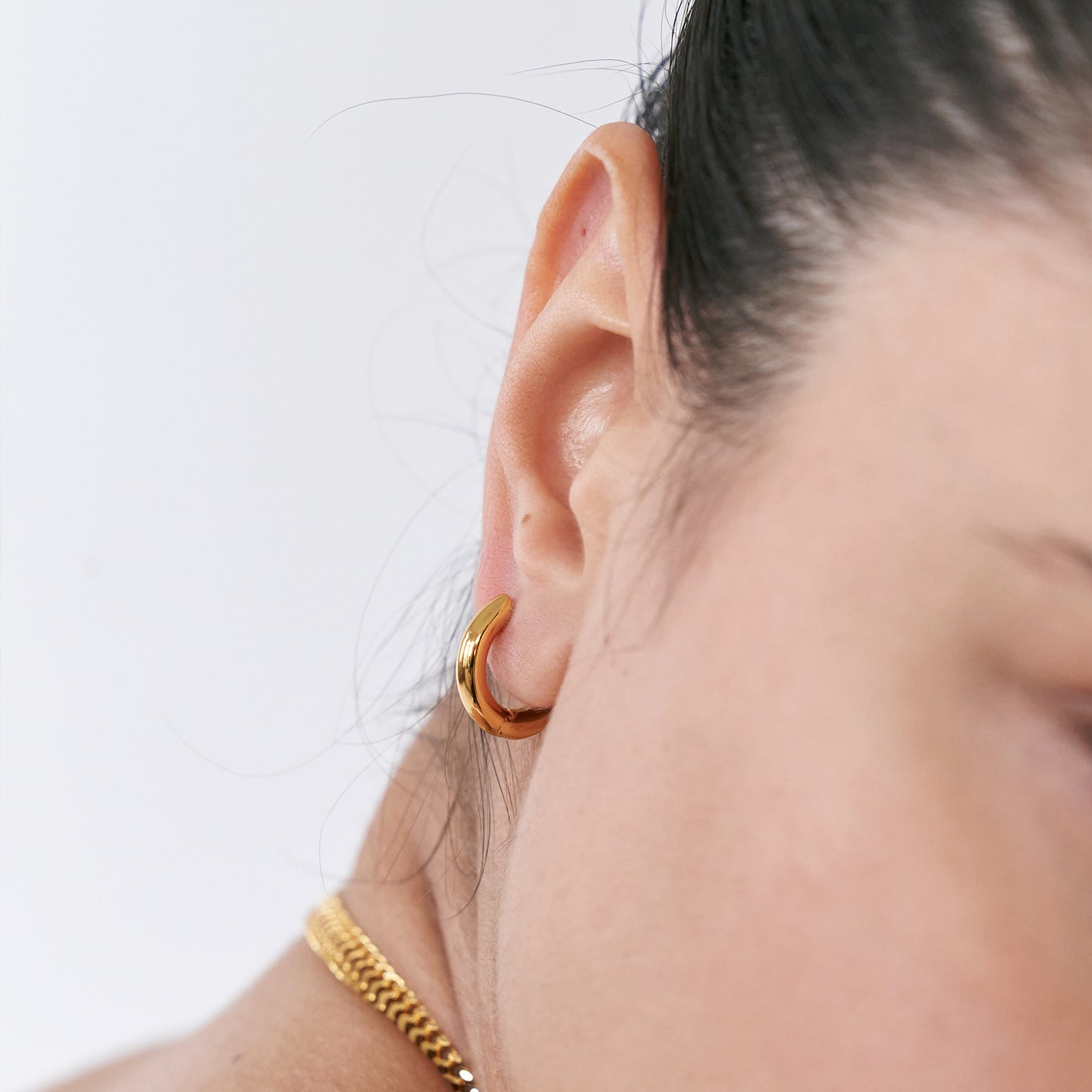 mini tube hoops made in 18k gold plated brass