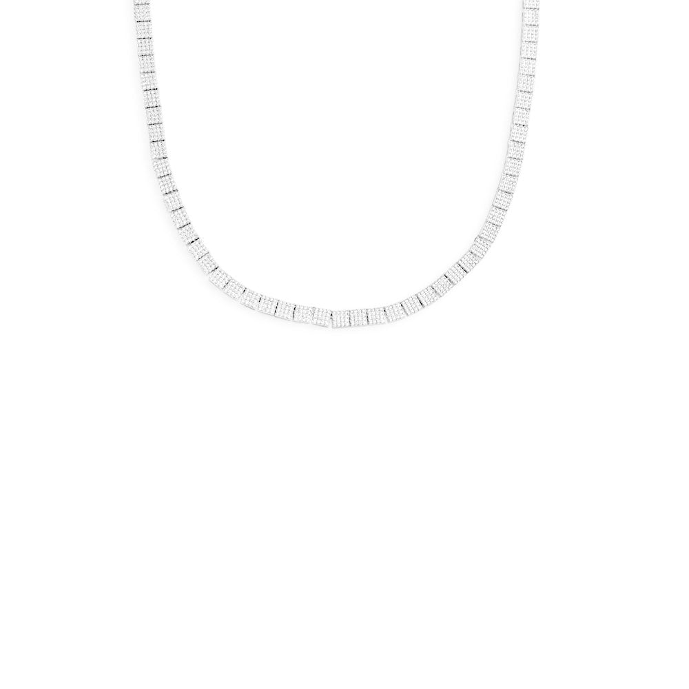 silver iconic pave necklace
