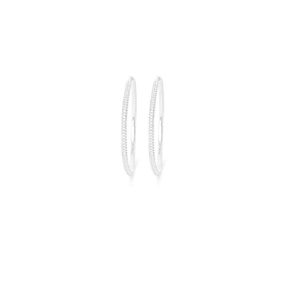 Iconic Maxi Pave Hoops Silver