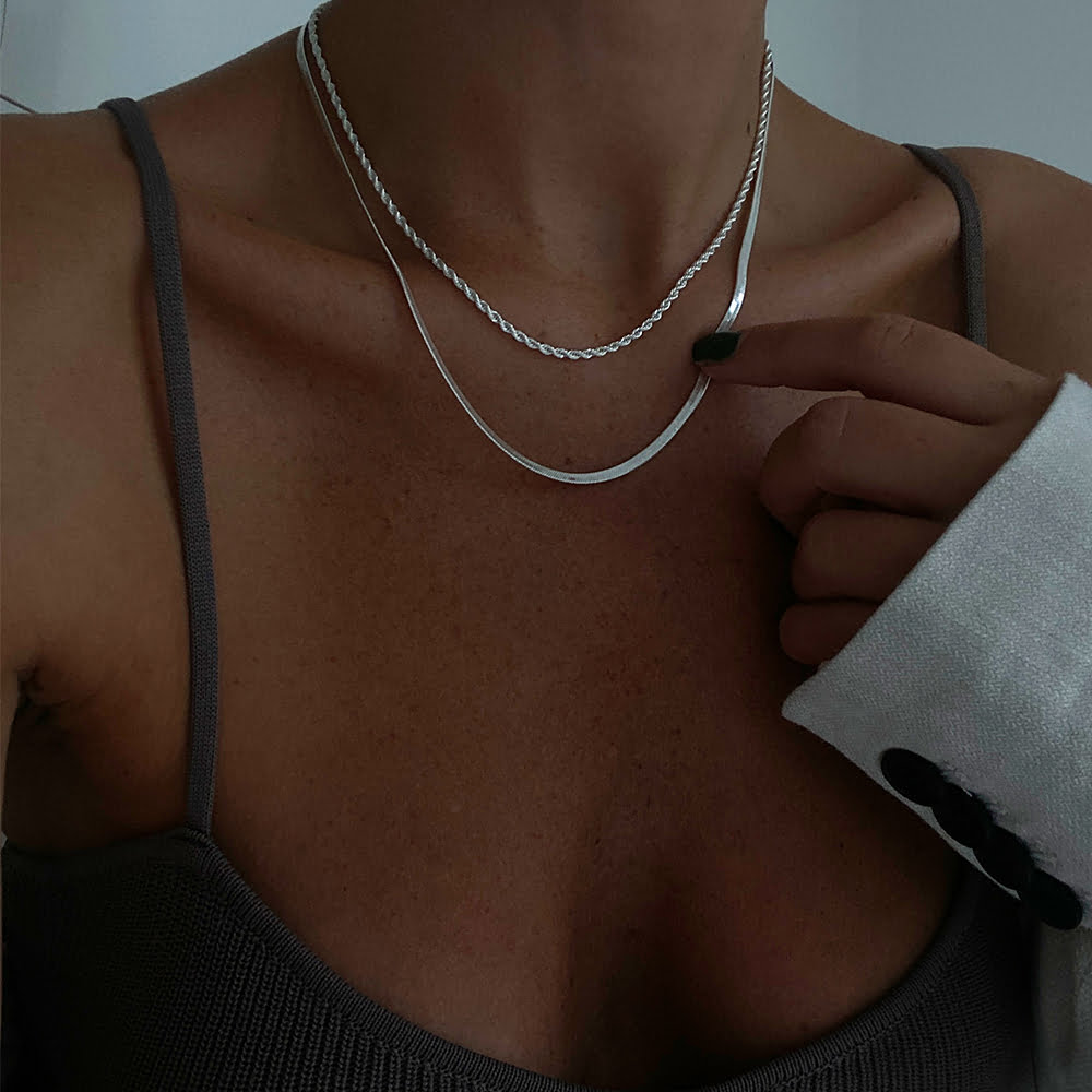 thin rope chain 925 Sterling Silver plated brass