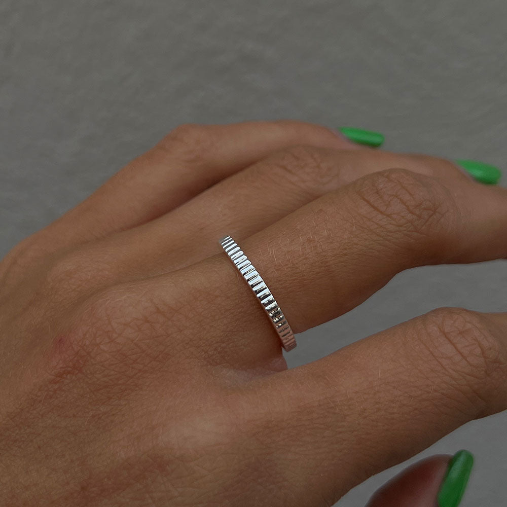 Silver Ribbed Thin Ring