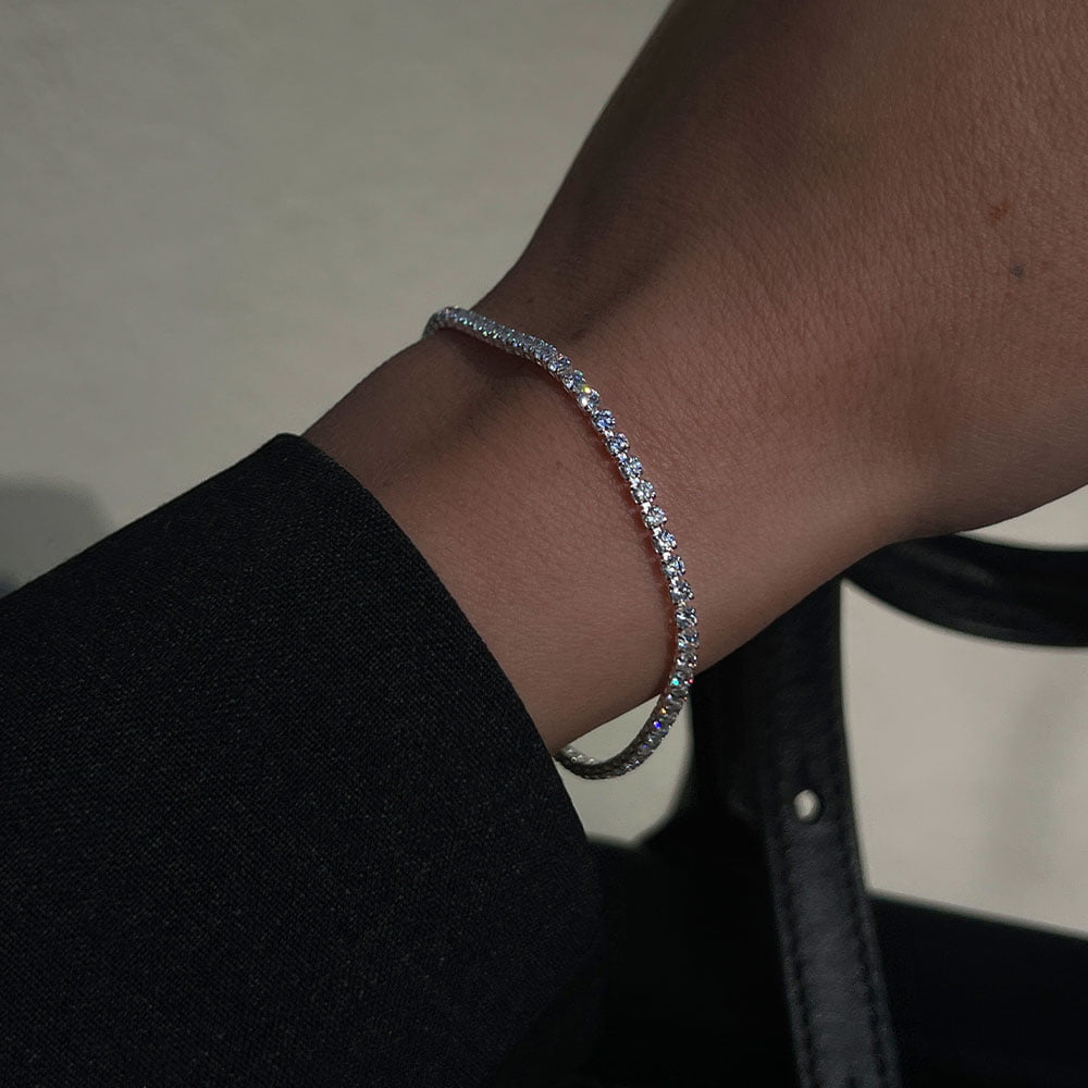 silver thin tennis bracelet