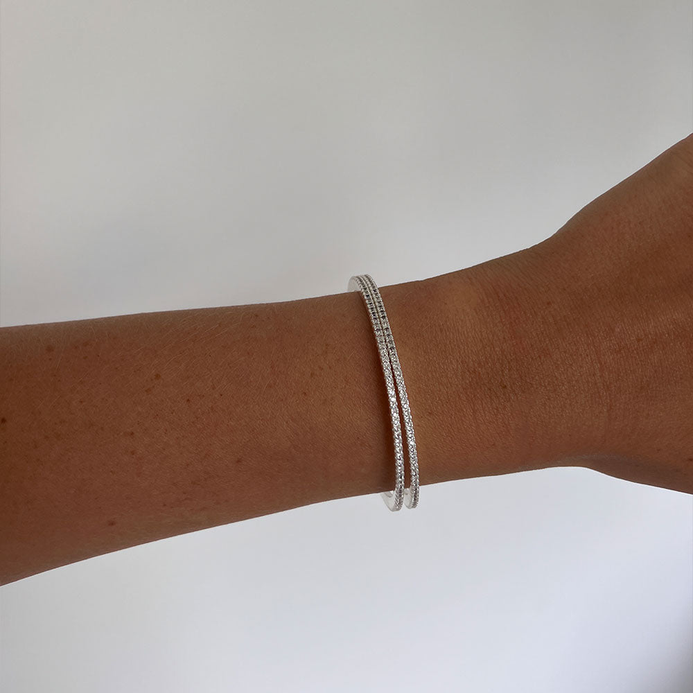 silver zirconia bangle bracelet