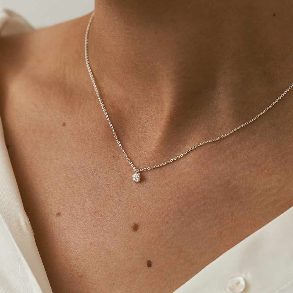structured mini pendant necklace silver