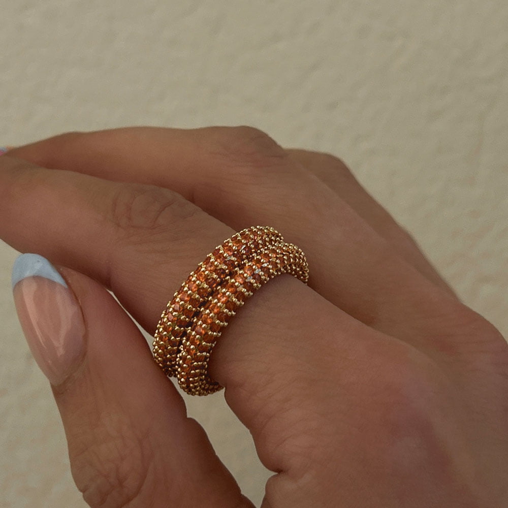 apricot thin pave ring